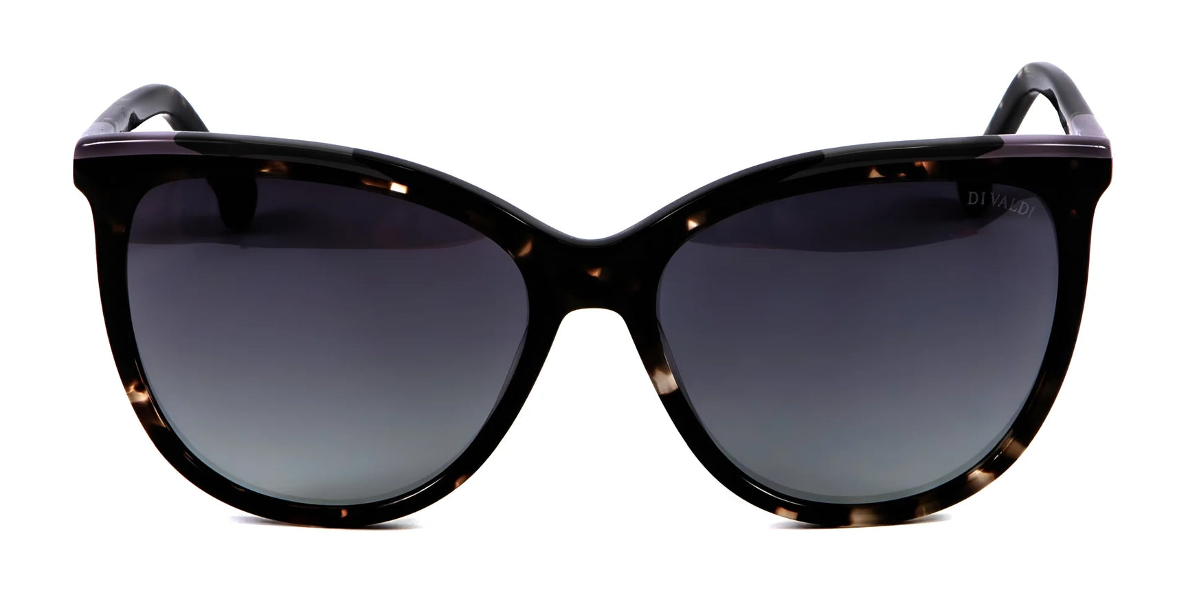 The Di Valdi DV0157 Sunglasses | Size 55 feature a full-rim black cat-eye frame with a subtle tortoiseshell pattern and dark gradient lenses, showcasing the signature Di Valdi style. The Di Valdi DV0157 Sunglasses | Size 55 feature a full-rim black cat-eye frame with a subtle tortoiseshell pattern and dark gradient lenses, showcasing the signature Di Valdi style.