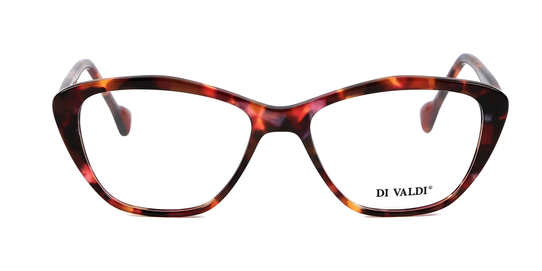 Di Valdi DVO8148 Eyeglasses | Size 54: Cat-eye tortoiseshell frames with clear lenses and "Di Valdi" logo on the right lens—perfect stylish women's prescription glasses. Di Valdi DVO8148 Eyeglasses | Size 54: Cat-eye tortoiseshell frames with clear lenses and "Di Valdi" logo on the right lens—perfect stylish women's prescription glasses.