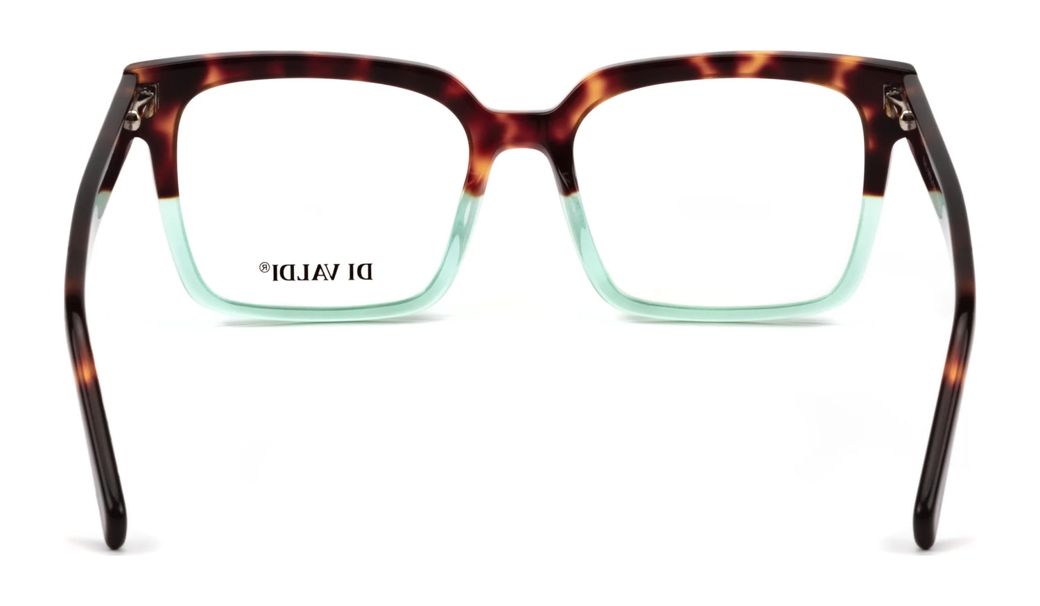 Di Valdi DVO8175 Eyeglasses | Size 52: Square tortoiseshell full-rim frames with an aqua blue gradient, viewed from the front—ideal for anyone seeking stylish eyewear from Di Valdi. Di Valdi DVO8175 Eyeglasses | Size 52: Square tortoiseshell full-rim frames with an aqua blue gradient, viewed from the front—ideal for anyone seeking stylish eyewear from Di Valdi.