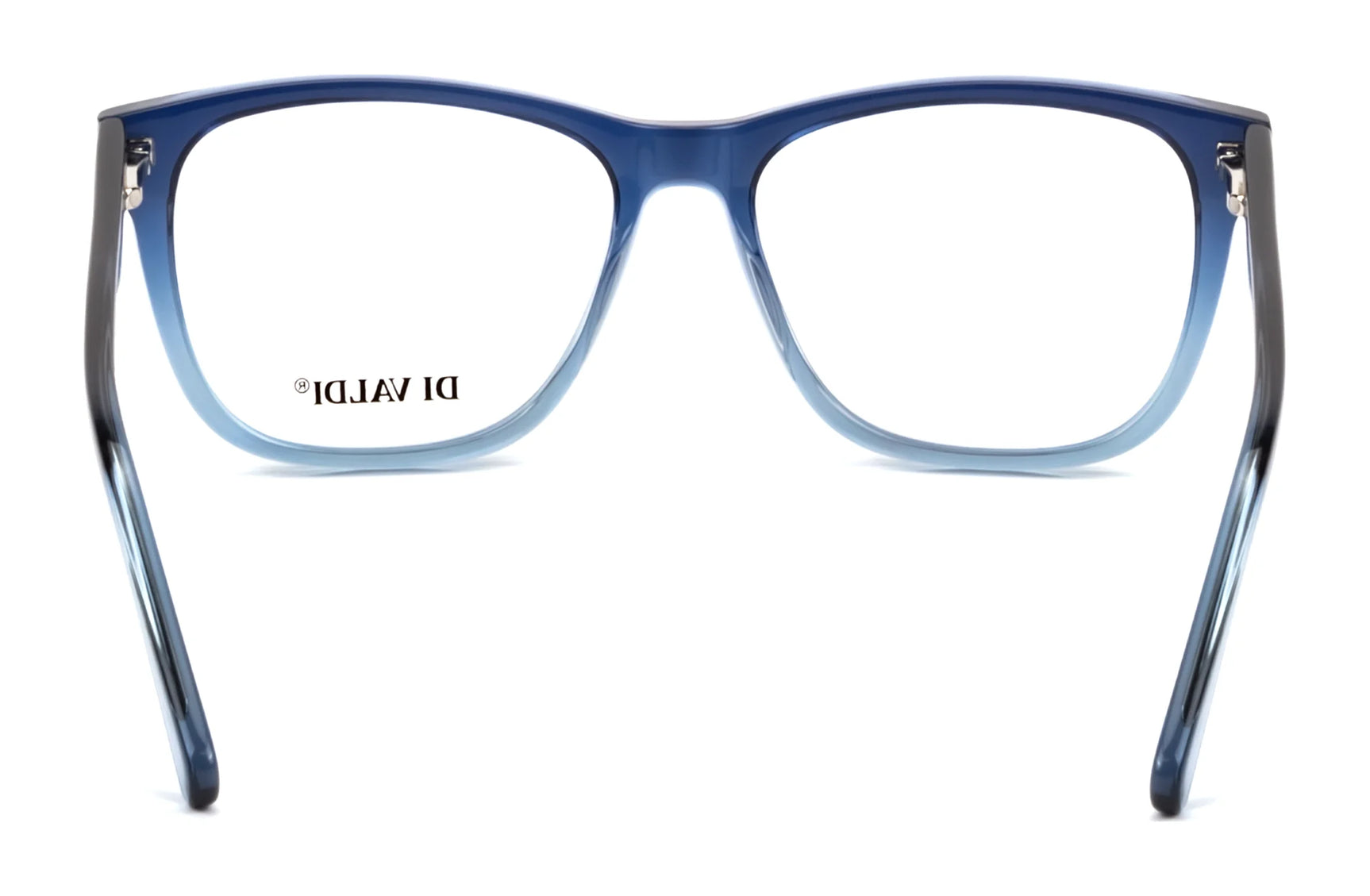 Front view of the Di Valdi DVO8177 Eyeglasses | Size 54, featuring a blue rectangular frame with thin arms, prescription ready, displayed on a white background. Front view of the Di Valdi DVO8177 Eyeglasses | Size 54, featuring a blue rectangular frame with thin arms, prescription ready, displayed on a white background.