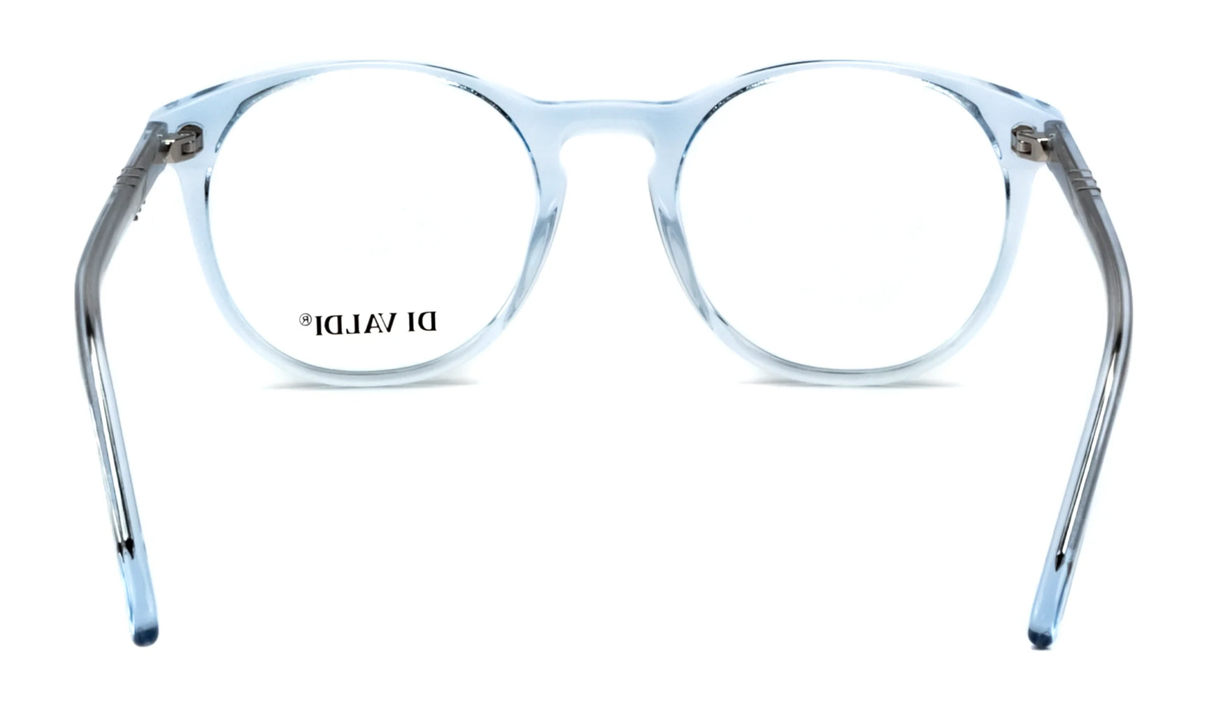 The Di Valdi DVO8181 Eyeglasses (Size 48) feature clear round frames in light blue transparent color and “DI VALDI” branding—an ideal choice for women's eyewear style. The Di Valdi DVO8181 Eyeglasses (Size 48) feature clear round frames in light blue transparent color and “DI VALDI” branding—an ideal choice for women's eyewear style.