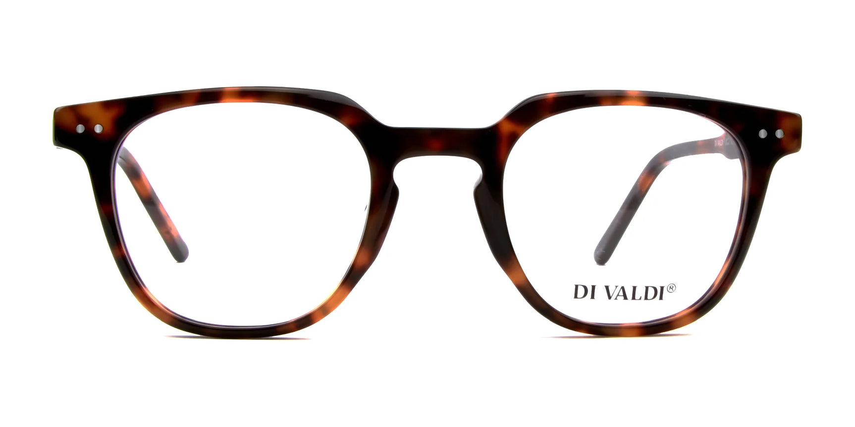 Tortoiseshell Di Valdi DVO8187 Eyeglasses | Size 47 with clear lenses on a white background. These prescription-ready frames from Di Valdi are ideal for stylish everyday wear. Tortoiseshell Di Valdi DVO8187 Eyeglasses | Size 47 with clear lenses on a white background. These prescription-ready frames from Di Valdi are ideal for stylish everyday wear.