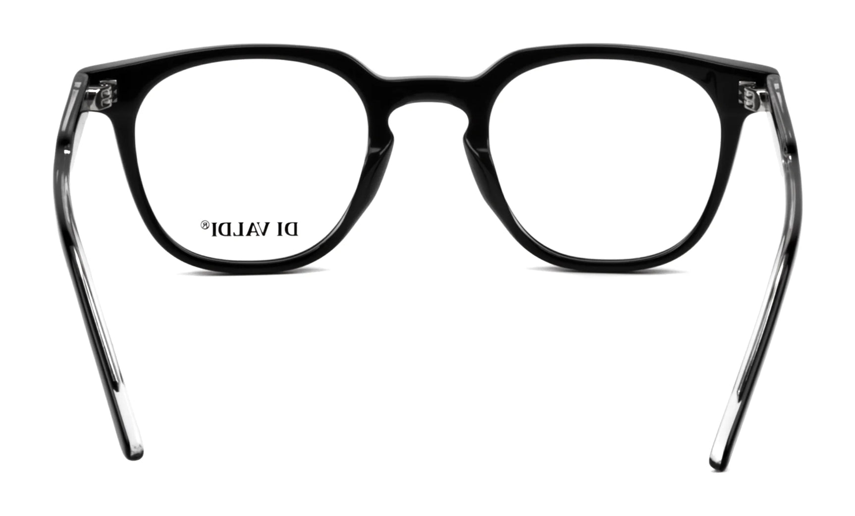 Front view of Di Valdi DVO8187 Eyeglasses | Size 47, featuring black rims and "DI VALDI" on the left lens. These stylish eyeglasses by Di Valdi are prescription ready for everyday wear. Front view of Di Valdi DVO8187 Eyeglasses | Size 47, featuring black rims and "DI VALDI" on the left lens. These stylish eyeglasses by Di Valdi are prescription ready for everyday wear.