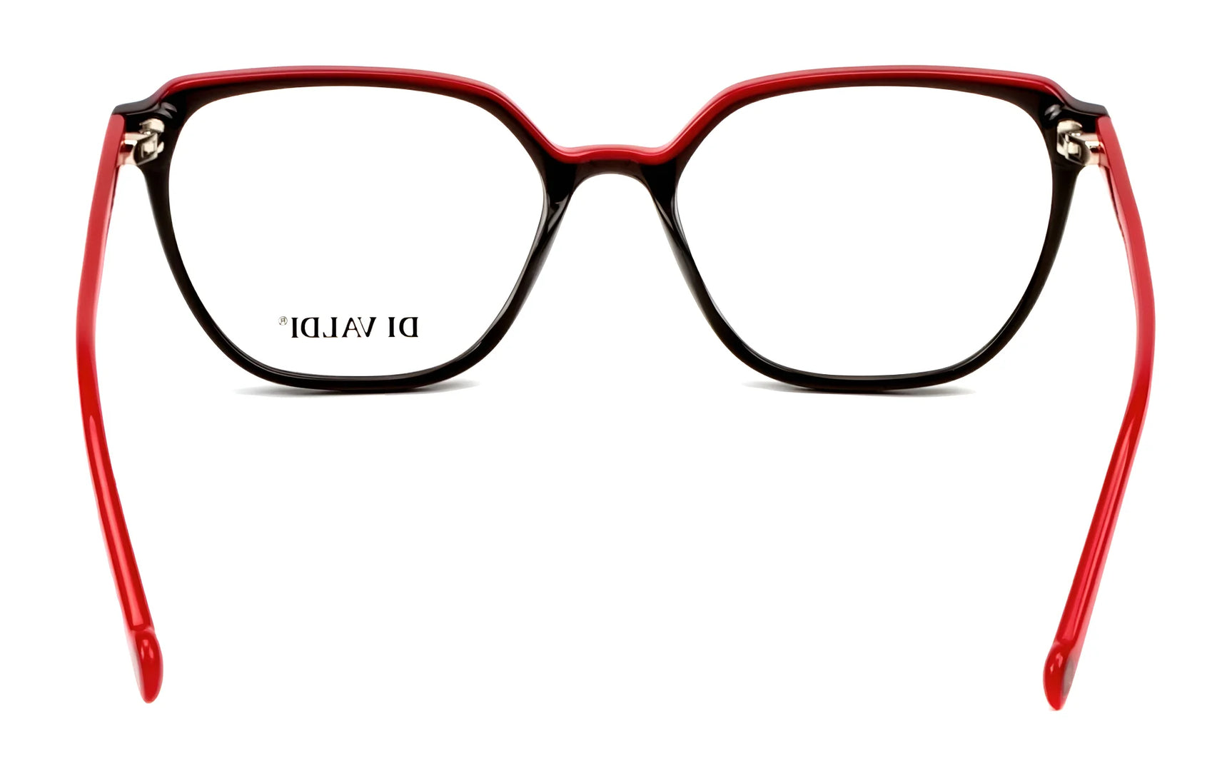 The Di Valdi DVO8218 Eyeglasses (Size 53) feature a red and black, slightly oversized square front, combining stylish design with prescription-ready convenience. The Di Valdi DVO8218 Eyeglasses (Size 53) feature a red and black, slightly oversized square front, combining stylish design with prescription-ready convenience.