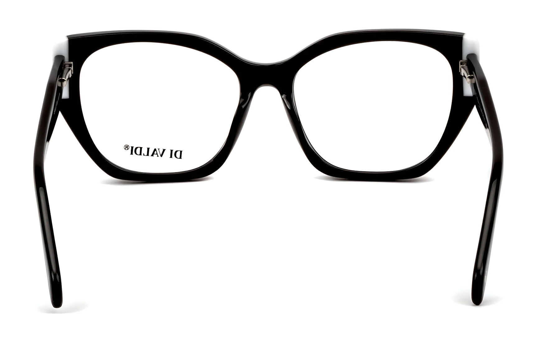 The Di Valdi DVO8224 Eyeglasses in size 55 feature a black rectangular front, "DI VALDI" text on the inner left arm, and offer stylish, prescription-ready comfort for everyday wear. The Di Valdi DVO8224 Eyeglasses in size 55 feature a black rectangular front, "DI VALDI" text on the inner left arm, and offer stylish, prescription-ready comfort for everyday wear.