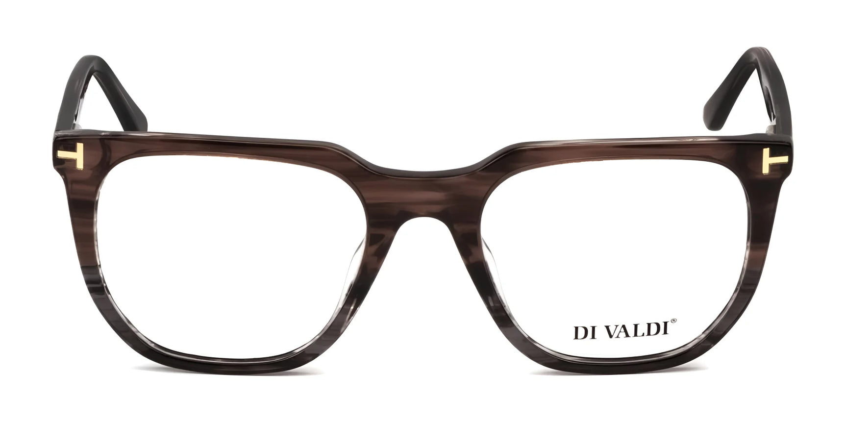 Di Valdi DVO8227 Eyeglasses | Size 53: Brown rectangular frames with thick rims and "DI VALDI" branding on the right lens. Prescription ready for daily wear. Di Valdi DVO8227 Eyeglasses | Size 53: Brown rectangular frames with thick rims and "DI VALDI" branding on the right lens. Prescription ready for daily wear.