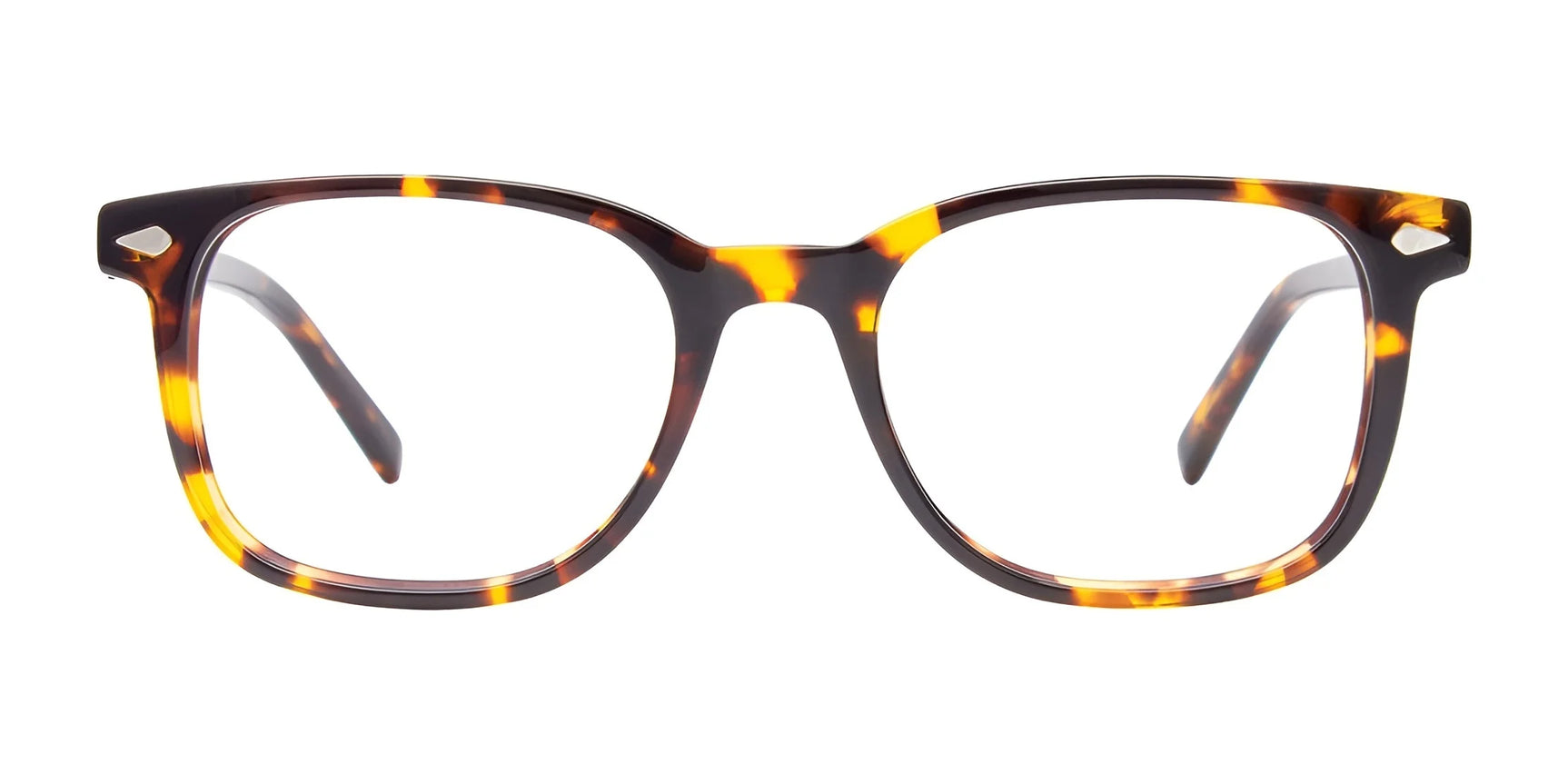 The Easy3Clip EC653 eyeglasses, size 51, in a brown tortoiseshell square design, feature EasyClip technology for quick clip-on sunglasses transition and are showcased on a white background. The Easy3Clip EC653 eyeglasses, size 51, in a brown tortoiseshell square design, feature EasyClip technology for quick clip-on sunglasses transition and are showcased on a white background.