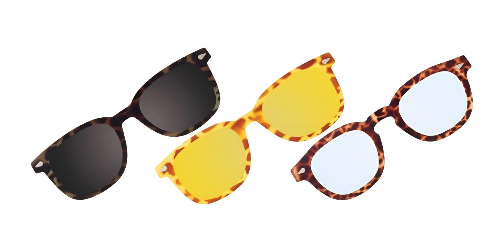 The Easy3Clip EC653 Eyeglasses with Clip-on Sunglasses, Size 51, offer three lens options in black, yellow, and clear. These stylish sunglasses feature sleek designs and polarized lenses for enhanced clarity and protection on any occasion. The Easy3Clip EC653 Eyeglasses with Clip-on Sunglasses, Size 51, offer three lens options in black, yellow, and clear. These stylish sunglasses feature sleek designs and polarized lenses for enhanced clarity and protection on any occasion.