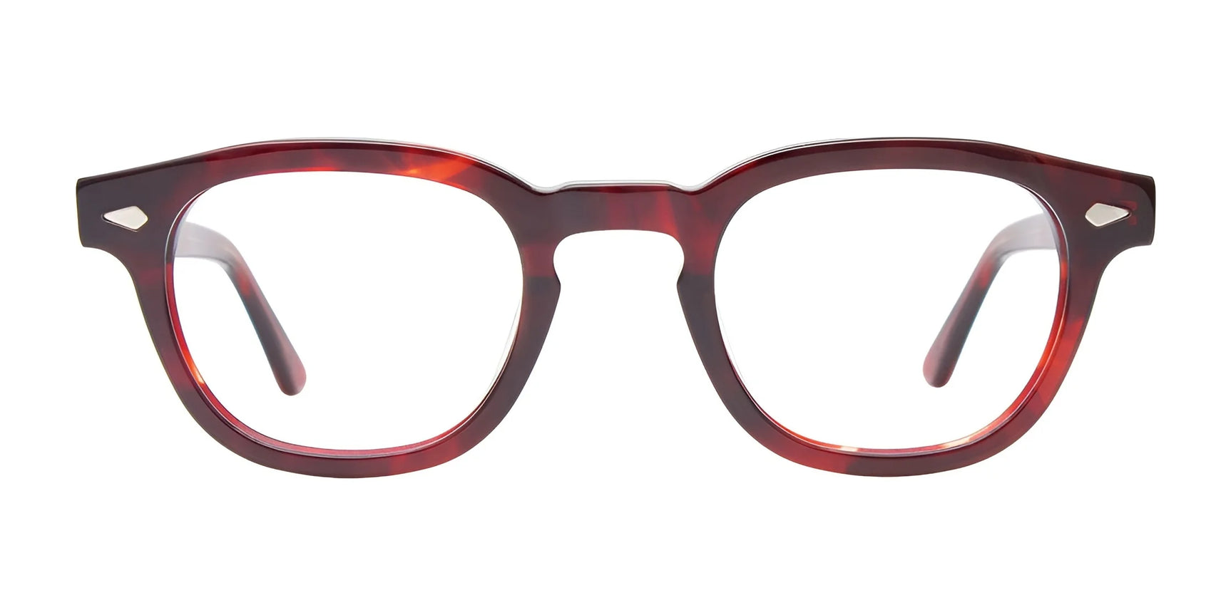 Red-brown tortoiseshell Easy3Clip EC654 Eyeglasses with Clip-on Sunglasses, featuring a classic rectangular frame, viewed from the front. Red-brown tortoiseshell Easy3Clip EC654 Eyeglasses with Clip-on Sunglasses, featuring a classic rectangular frame, viewed from the front.