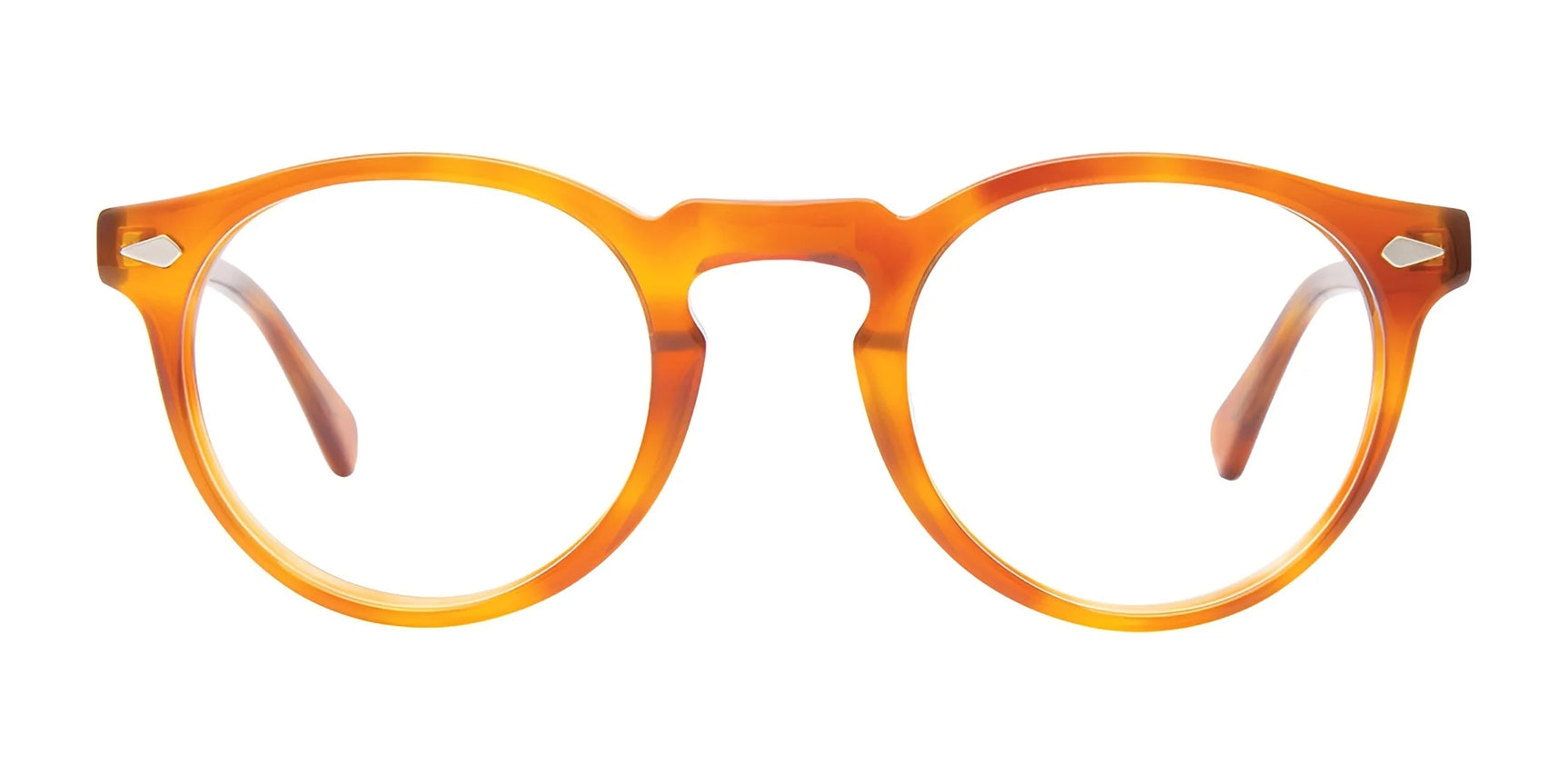 The Easy3Clip EC655 eyeglasses by Easy3Clip feature classic orange translucent round frames on a white background. They include clip-on sunglasses with polarized lenses, providing excellent vision in bright settings. The Easy3Clip EC655 eyeglasses by Easy3Clip feature classic orange translucent round frames on a white background. They include clip-on sunglasses with polarized lenses, providing excellent vision in bright settings.