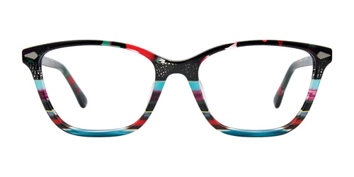 Easy3Clip EC697 Eyeglasses with Clip-on Sunglasses / Size 51 / Red & Black & Teal