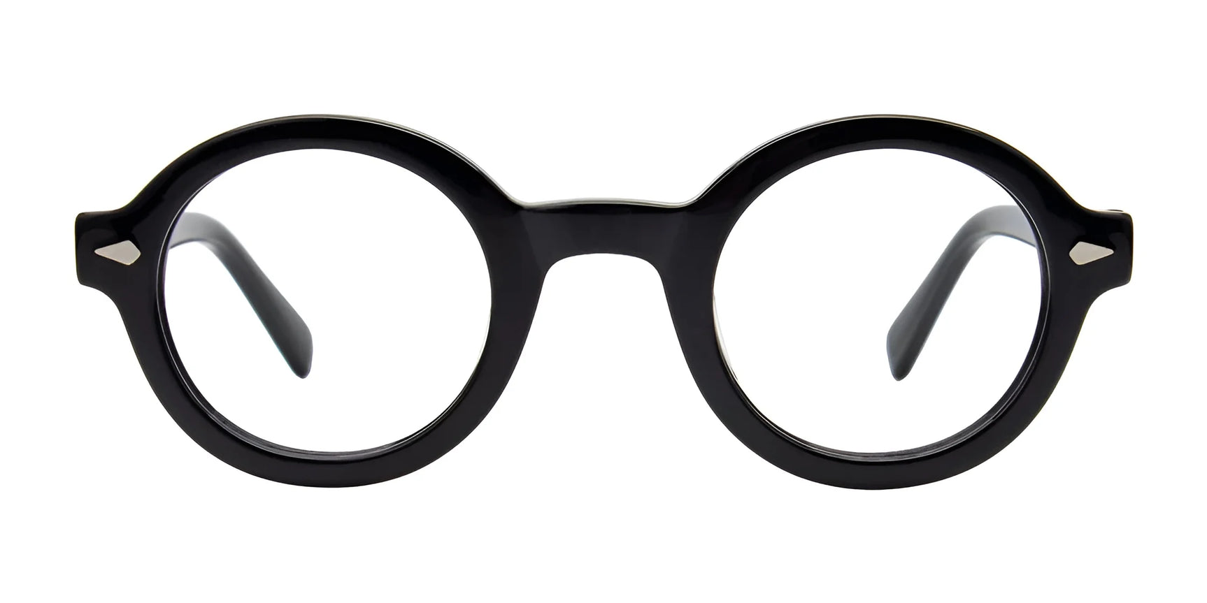 Round black eyeglasses with thick frames, viewed head-on against a white background, featuring the Easy3Clip EC700 design, perfect for clip-on sunglasses. Round black eyeglasses with thick frames, viewed head-on against a white background, featuring the Easy3Clip EC700 design, perfect for clip-on sunglasses.