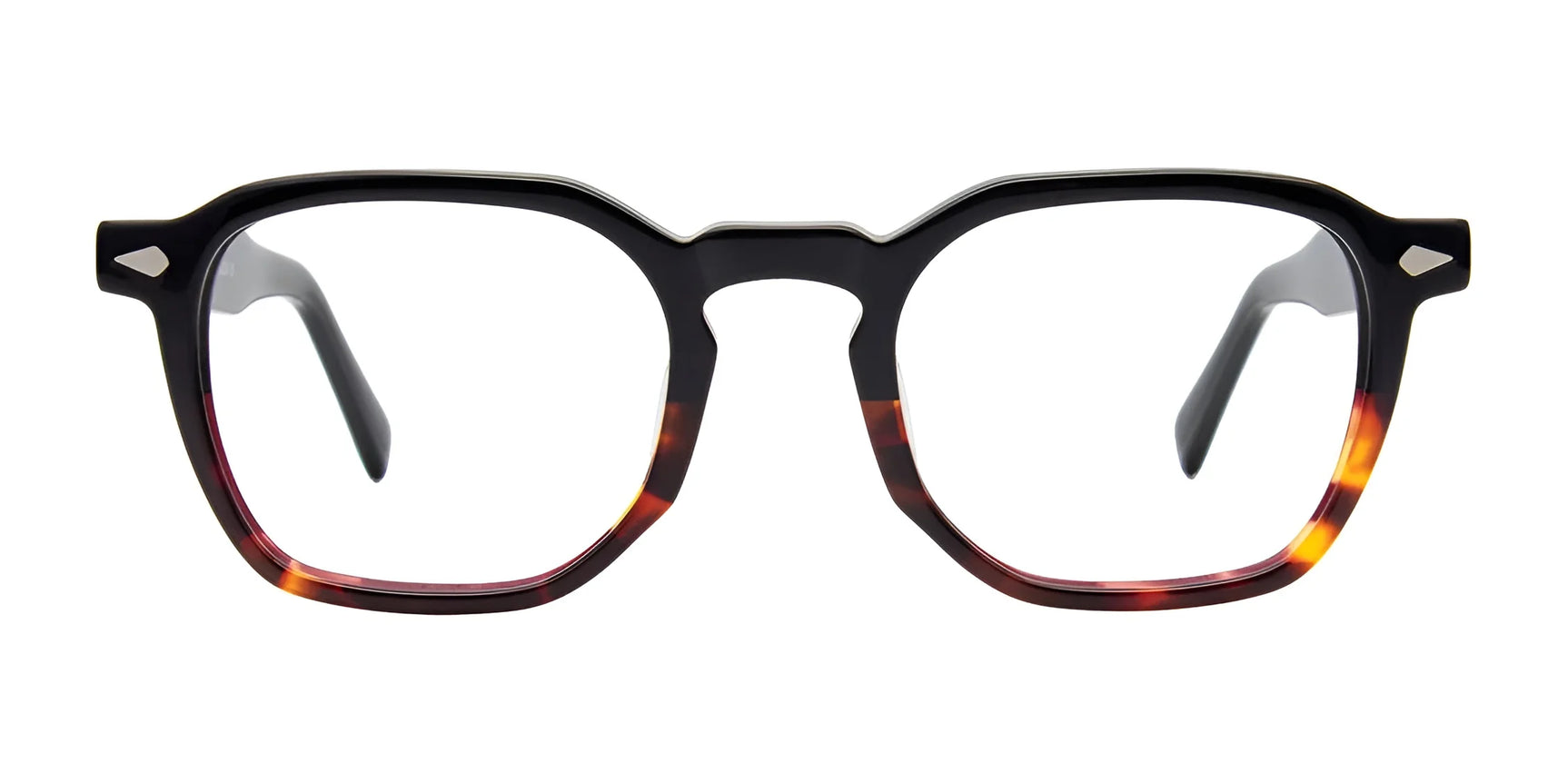 Easy3Clip EC701 Eyeglasses feature black and tortoiseshell square frames with thick, bold lines. With high-quality lenses, these stylish glasses transition easily from indoor to outdoor use and include optional clip-on sunglasses for added versatility. Size: 48. Brand: Easy3Clip. Easy3Clip EC701 Eyeglasses feature black and tortoiseshell square frames with thick, bold lines. With high-quality lenses, these stylish glasses transition easily from indoor to outdoor use and include optional clip-on sunglasses for added versatility. Size: 48. Brand: Easy3Clip.