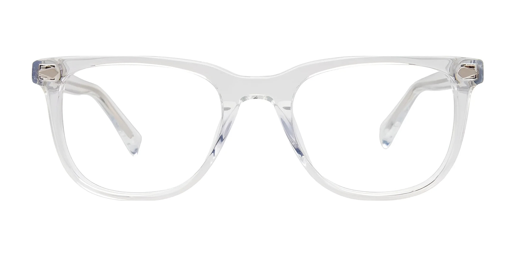 The Easy3Clip EC702 Eyeglasses, size 49, boast clear rectangular frames on a plain white background. They are stylish and convenient, offering added versatility with clip-on sunglasses due to their innovative design. The Easy3Clip EC702 Eyeglasses, size 49, boast clear rectangular frames on a plain white background. They are stylish and convenient, offering added versatility with clip-on sunglasses due to their innovative design.