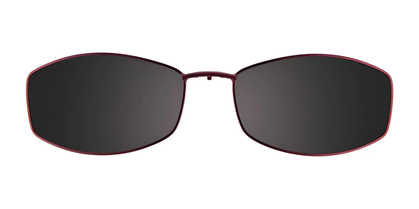 EasyClip EC250 Eyeglasses with Clip-on Sunglasses, Size 52, by EasyClip—featuring a thin red metal frame and dark lenses for a bold fashion statement. Shown from the front on a white background. EasyClip EC250 Eyeglasses with Clip-on Sunglasses, Size 52, by EasyClip—featuring a thin red metal frame and dark lenses for a bold fashion statement. Shown from the front on a white background.
