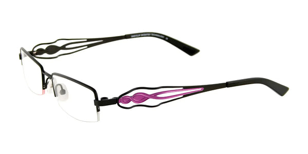 EasyClip EC252 Eyeglasses with Clip-on Sunglasses | Size 50 / Satin Black & Pink