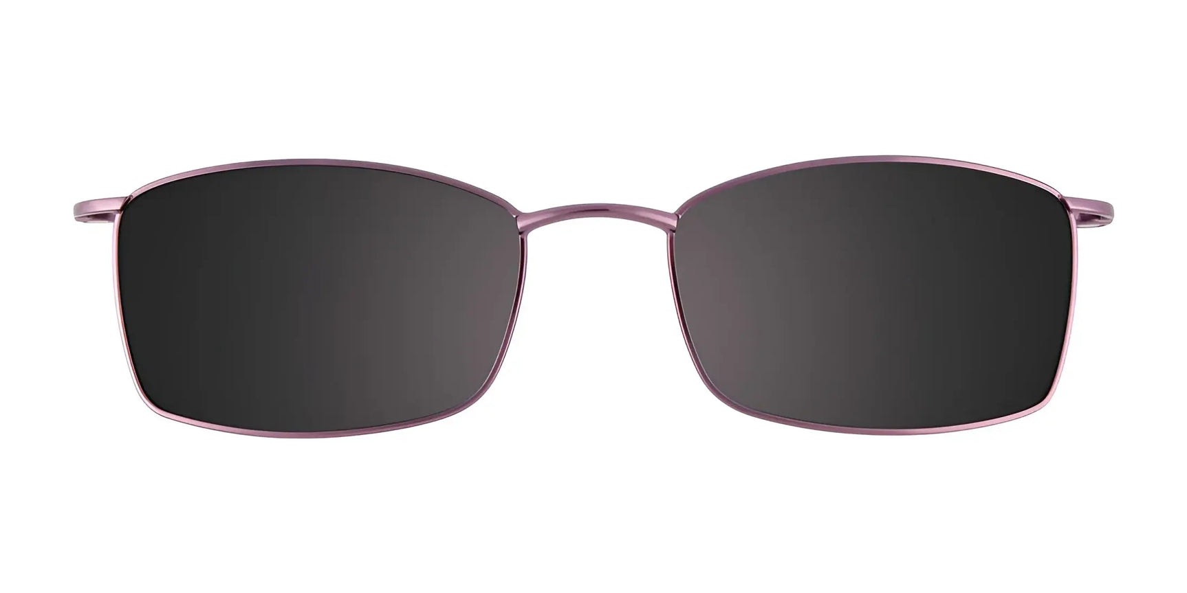 EasyClip EC254 Eyeglasses with Clip-on Sunglasses feature a thin, lightweight metallic purple rectangular frame and dark lenses. Shown on a white background. Brand: EasyClip. Size: 48. Clip-on design adds versatility for indoor and outdoor use. EasyClip EC254 Eyeglasses with Clip-on Sunglasses feature a thin, lightweight metallic purple rectangular frame and dark lenses. Shown on a white background. Brand: EasyClip. Size: 48. Clip-on design adds versatility for indoor and outdoor use.