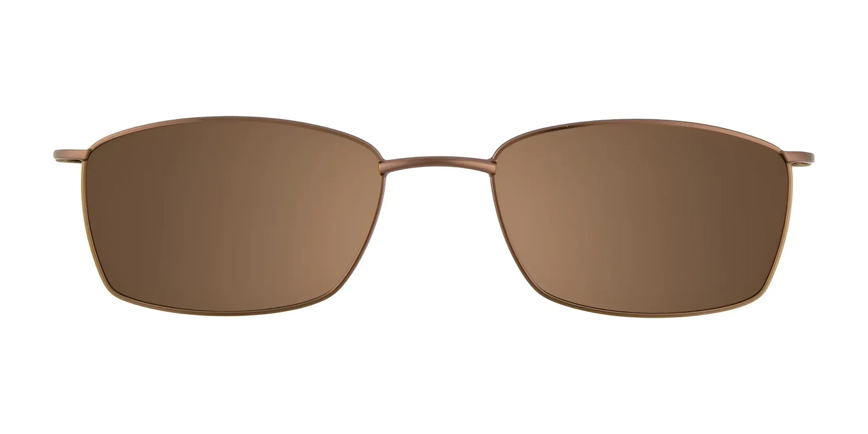 EasyClip EC255 Eyeglasses with Clip-on Sunglasses by EasyClip in size 47 feature thin metal frames, a brown rectangular design, prescription-ready lenses, and EasyClip technology for easy clip-on convenience. EasyClip EC255 Eyeglasses with Clip-on Sunglasses by EasyClip in size 47 feature thin metal frames, a brown rectangular design, prescription-ready lenses, and EasyClip technology for easy clip-on convenience.