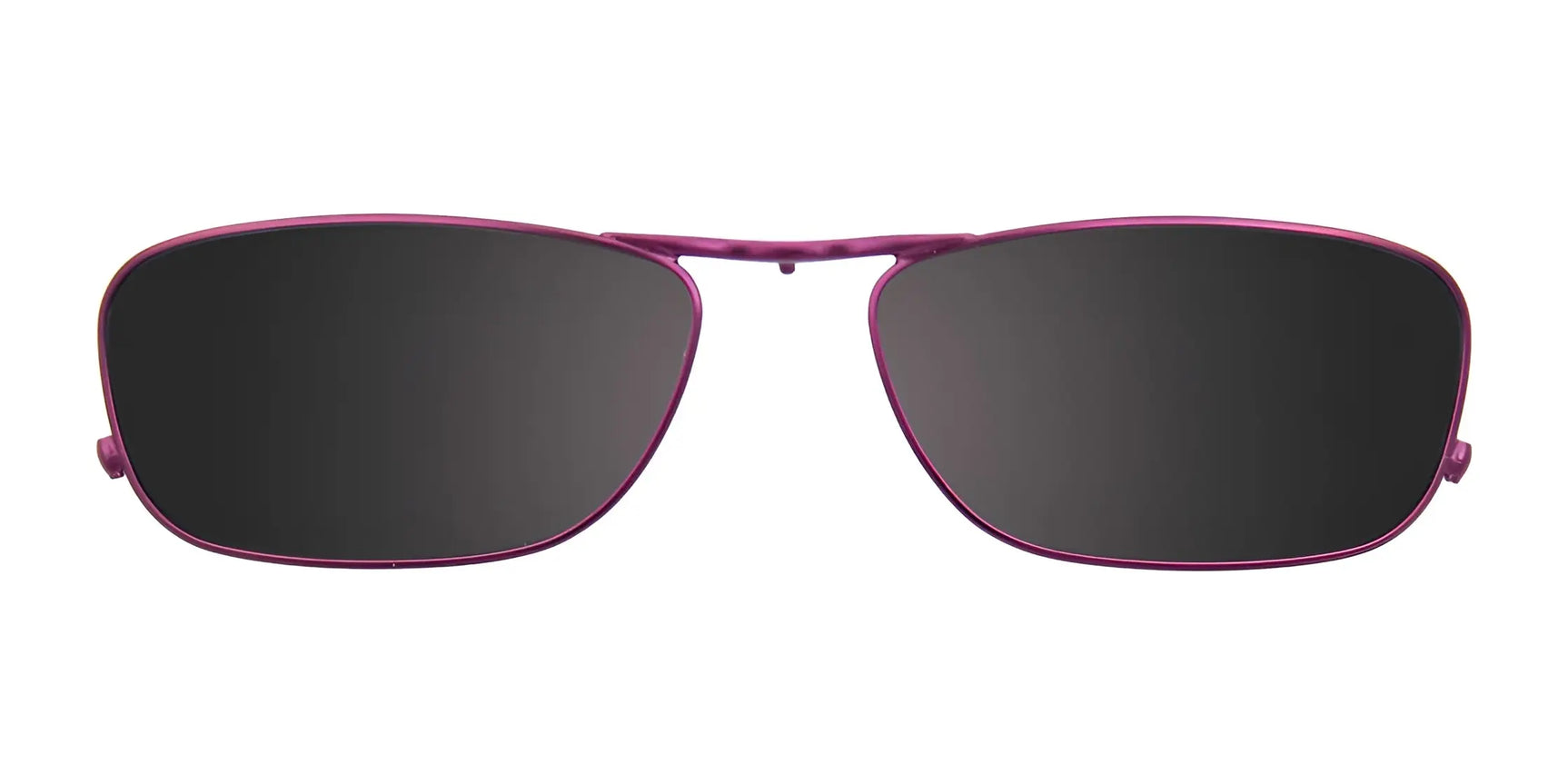 EasyClip EC277 Eyeglasses with Clip-on Sunglasses, Size 51, by EasyClip—purple-rimmed frames and rectangular black clip-on lenses, shown on a white background. EasyClip EC277 Eyeglasses with Clip-on Sunglasses, Size 51, by EasyClip—purple-rimmed frames and rectangular black clip-on lenses, shown on a white background.