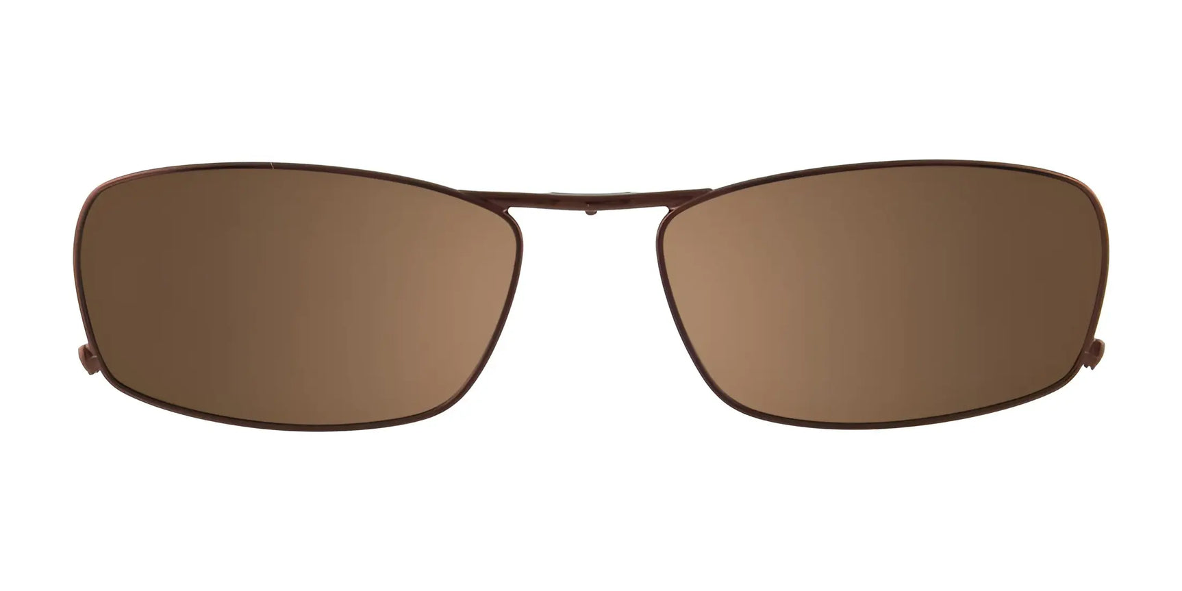 EasyClip EC281 Eyeglasses by EasyClip are brown rectangular frames with thin metal construction, shown on a white background. These prescription-ready glasses come with a polarized clip-on for versatile sun protection and style. EasyClip EC281 Eyeglasses by EasyClip are brown rectangular frames with thin metal construction, shown on a white background. These prescription-ready glasses come with a polarized clip-on for versatile sun protection and style.
