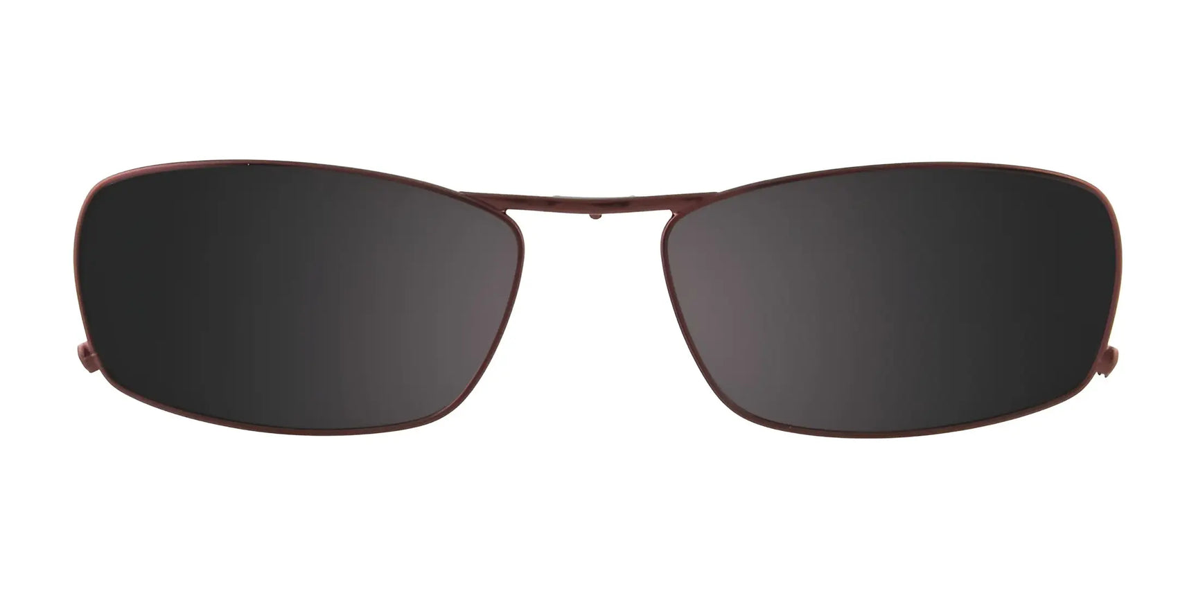 EasyClip EC281 Eyeglasses by EasyClip feature thin brown metal rectangular frames, prescription-ready and compatible with a polarized sunglasses clip, shown on a white background. EasyClip EC281 Eyeglasses by EasyClip feature thin brown metal rectangular frames, prescription-ready and compatible with a polarized sunglasses clip, shown on a white background.