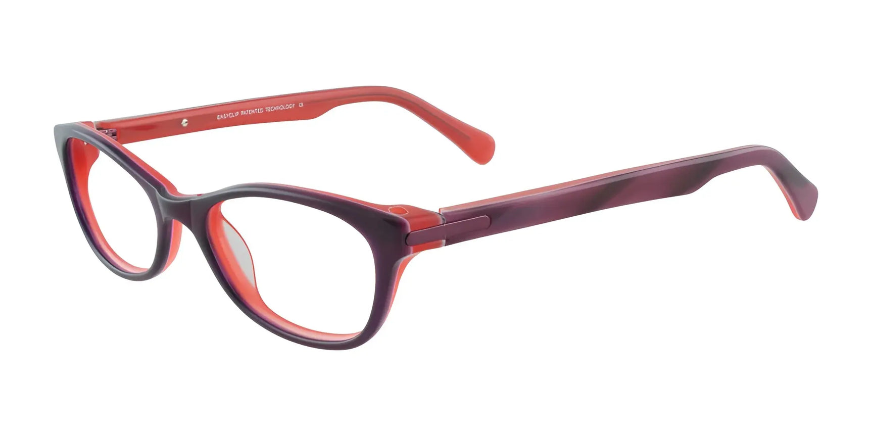 EasyClip EC286 Eyeglasses with Clip-on Sunglasses Marbled Plum & Coral EasyClip EC286 Eyeglasses with Clip-on Sunglasses Marbled Plum & Coral