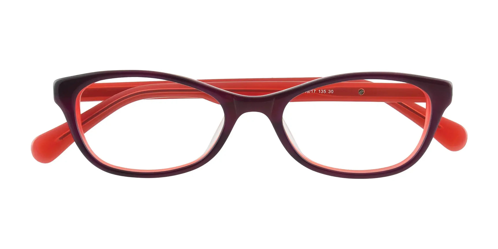 The EasyClip EC286 Eyeglasses by EasyClip, size 48, feature red and purple rectangular thick frames and come with a convenient clip-on polarized sunglasses attachment for versatile style. The EasyClip EC286 Eyeglasses by EasyClip, size 48, feature red and purple rectangular thick frames and come with a convenient clip-on polarized sunglasses attachment for versatile style.