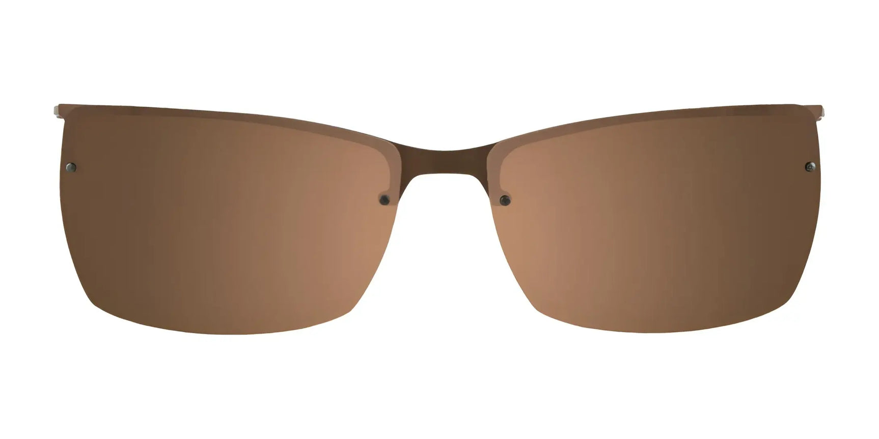 EasyClip EC289 rimless eyeglasses with clip-on polarized dark brown lenses by EasyClip, size 52. Stylish eye protection shown on a white background. EasyClip EC289 rimless eyeglasses with clip-on polarized dark brown lenses by EasyClip, size 52. Stylish eye protection shown on a white background.