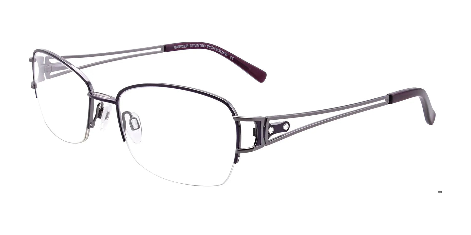 EasyClip EC322 Eyeglasses with Clip-on Sunglasses Satin Dark Purple & Onyx EasyClip EC322 Eyeglasses with Clip-on Sunglasses Satin Dark Purple & Onyx