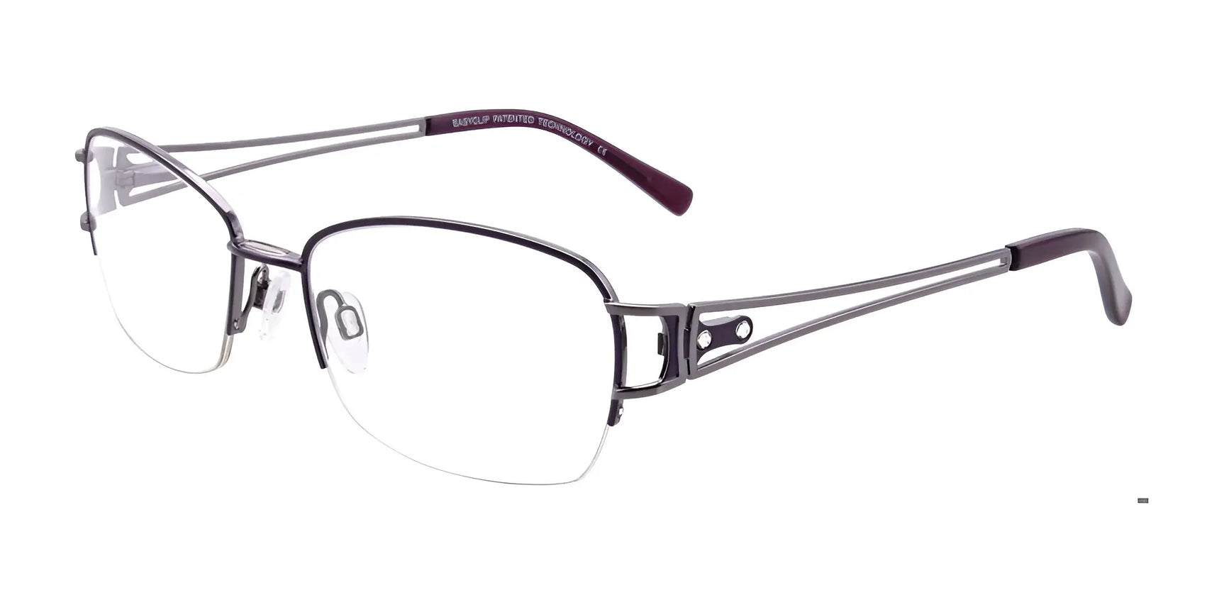 EasyClip EC322 Eyeglasses with Clip-on Sunglasses Satin Dark Purple & Onyx EasyClip EC322 Eyeglasses with Clip-on Sunglasses Satin Dark Purple & Onyx
