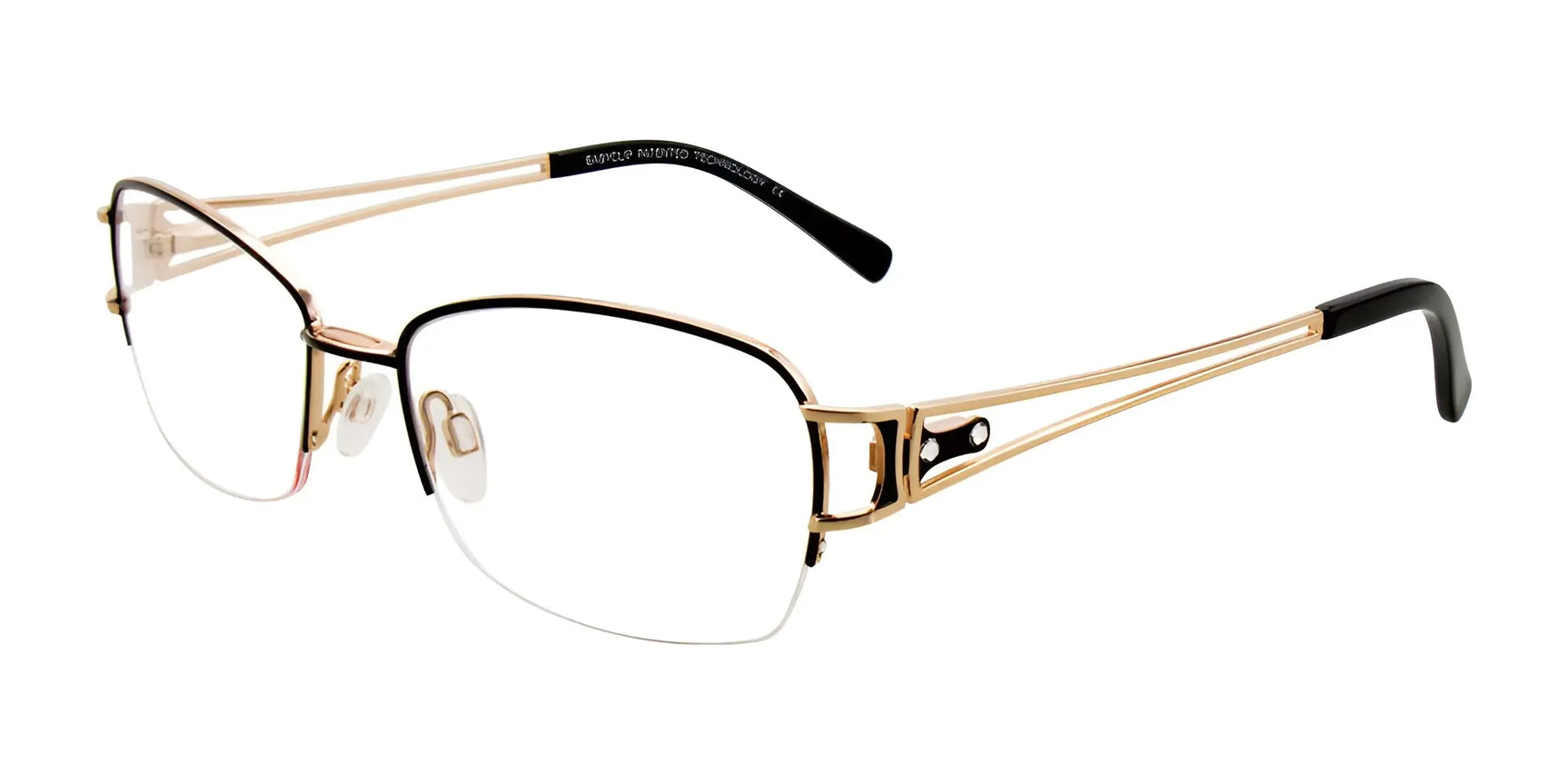 EasyClip EC322 Eyeglasses with Clip-on Sunglasses Satin Black & Shiny Gold EasyClip EC322 Eyeglasses with Clip-on Sunglasses Satin Black & Shiny Gold