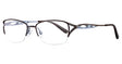 The EasyClip EC363 Eyeglasses in Size 50 boast intricate metalwork on the temples and adjustable nose pads, highlighted beautifully in a satin dark brown and light blue color palette. The EasyClip EC363 Eyeglasses in Size 50 boast intricate metalwork on the temples and adjustable nose pads, highlighted beautifully in a satin dark brown and light blue color palette.