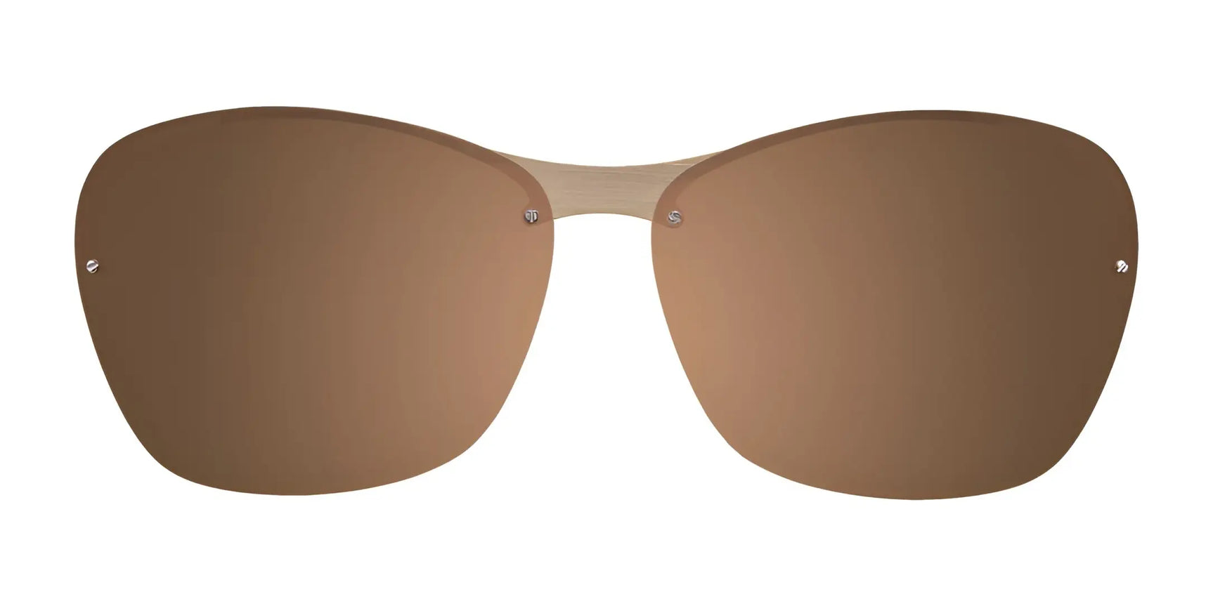 EasyClip EC376 Eyeglasses with Clip-on Sunglasses, featuring large rimless brown lenses and a slim bridge, showcase sleek style by EasyClip against a crisp white background. EasyClip EC376 Eyeglasses with Clip-on Sunglasses, featuring large rimless brown lenses and a slim bridge, showcase sleek style by EasyClip against a crisp white background.