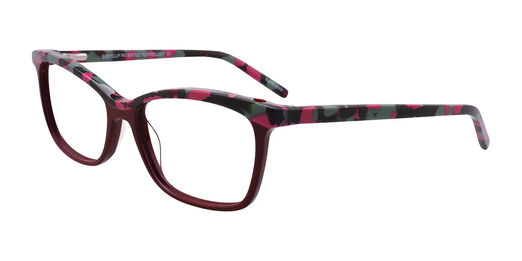 EasyClip EC395 Eyeglasses with Clip-on Sunglasses Burgundy & Pink & Green & Light Green EasyClip EC395 Eyeglasses with Clip-on Sunglasses Burgundy & Pink & Green & Light Green