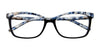 EasyClip EC395 Eyeglasses with Clip-on Sunglasses | Size 54 / Black & Pearl Cream & Blue & Crystal