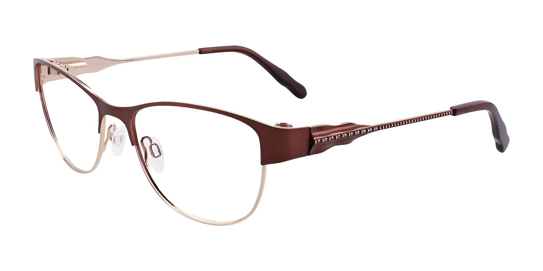 EasyClip EC405 Eyeglasses with Clip-on Sunglasses Satin Brown & Shiny Gold EasyClip EC405 Eyeglasses with Clip-on Sunglasses Satin Brown & Shiny Gold