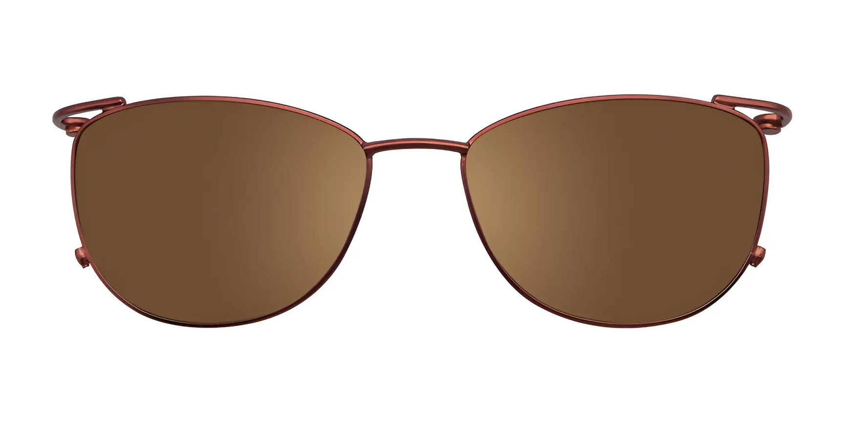 EasyClip EC405 Eyeglasses with Clip-on Sunglasses, size 52, feature brown polarized lenses and thin red metal frames—ideal as clip-ons or paired with EasyClip eyeglasses. EasyClip EC405 Eyeglasses with Clip-on Sunglasses, size 52, feature brown polarized lenses and thin red metal frames—ideal as clip-ons or paired with EasyClip eyeglasses.