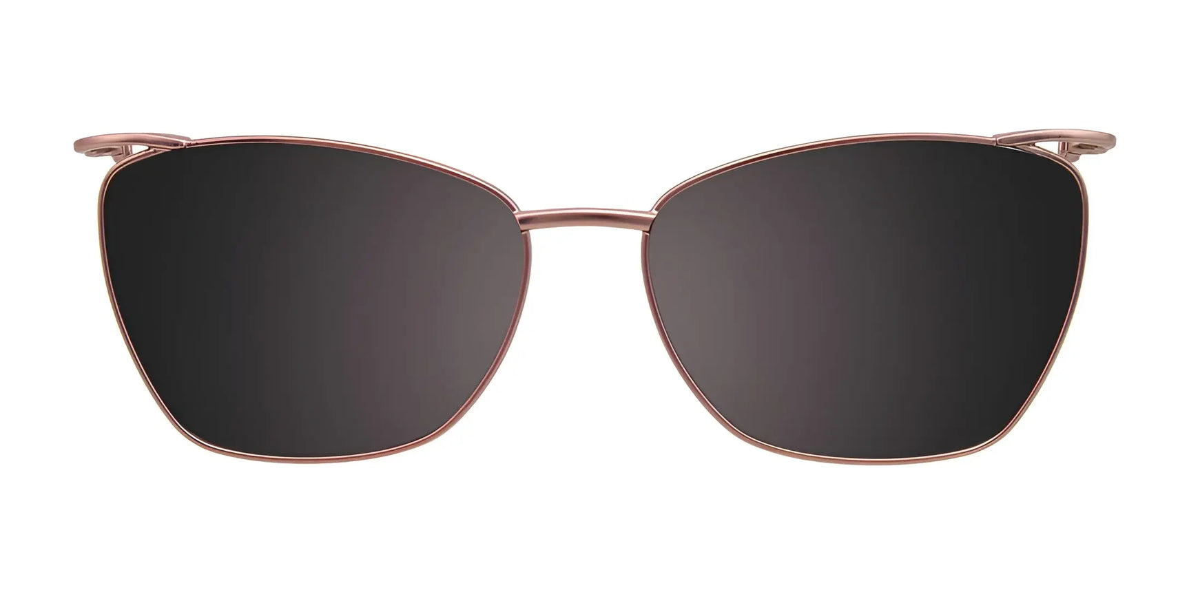 EasyClip EC407 Eyeglasses with Clip-on Sunglasses, Size 53, feature black cat eye frames and thin gold detailing, displayed from the front against a white background. EasyClip EC407 Eyeglasses with Clip-on Sunglasses, Size 53, feature black cat eye frames and thin gold detailing, displayed from the front against a white background.