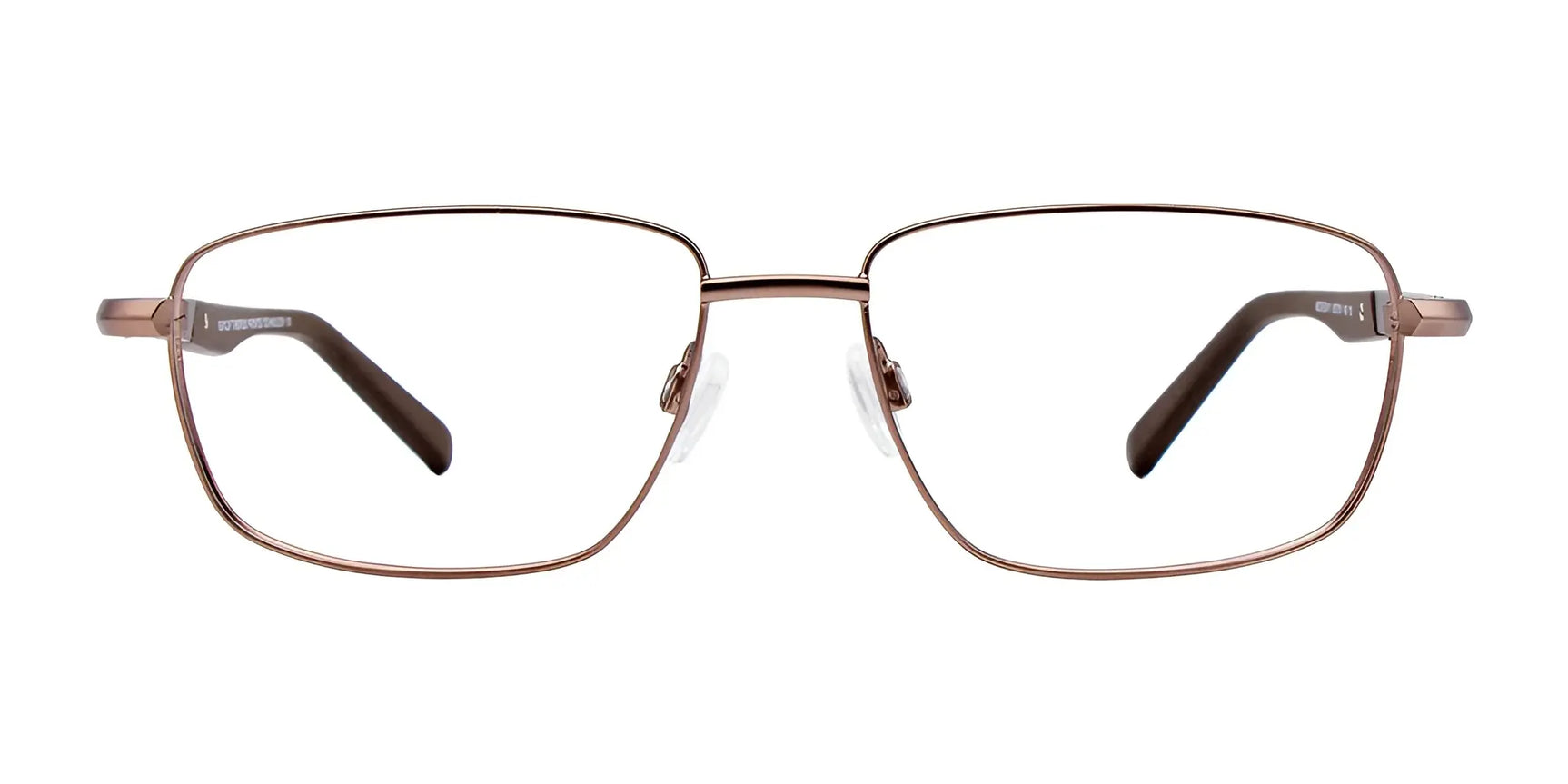 EasyClip EC411 Eyeglasses by EasyClip feature rectangular, thin gold metal frames with black temple tips, viewed front-on. Designed to pair seamlessly with included clip-on sunglasses for added convenience. Size 55. EasyClip EC411 Eyeglasses by EasyClip feature rectangular, thin gold metal frames with black temple tips, viewed front-on. Designed to pair seamlessly with included clip-on sunglasses for added convenience. Size 55.