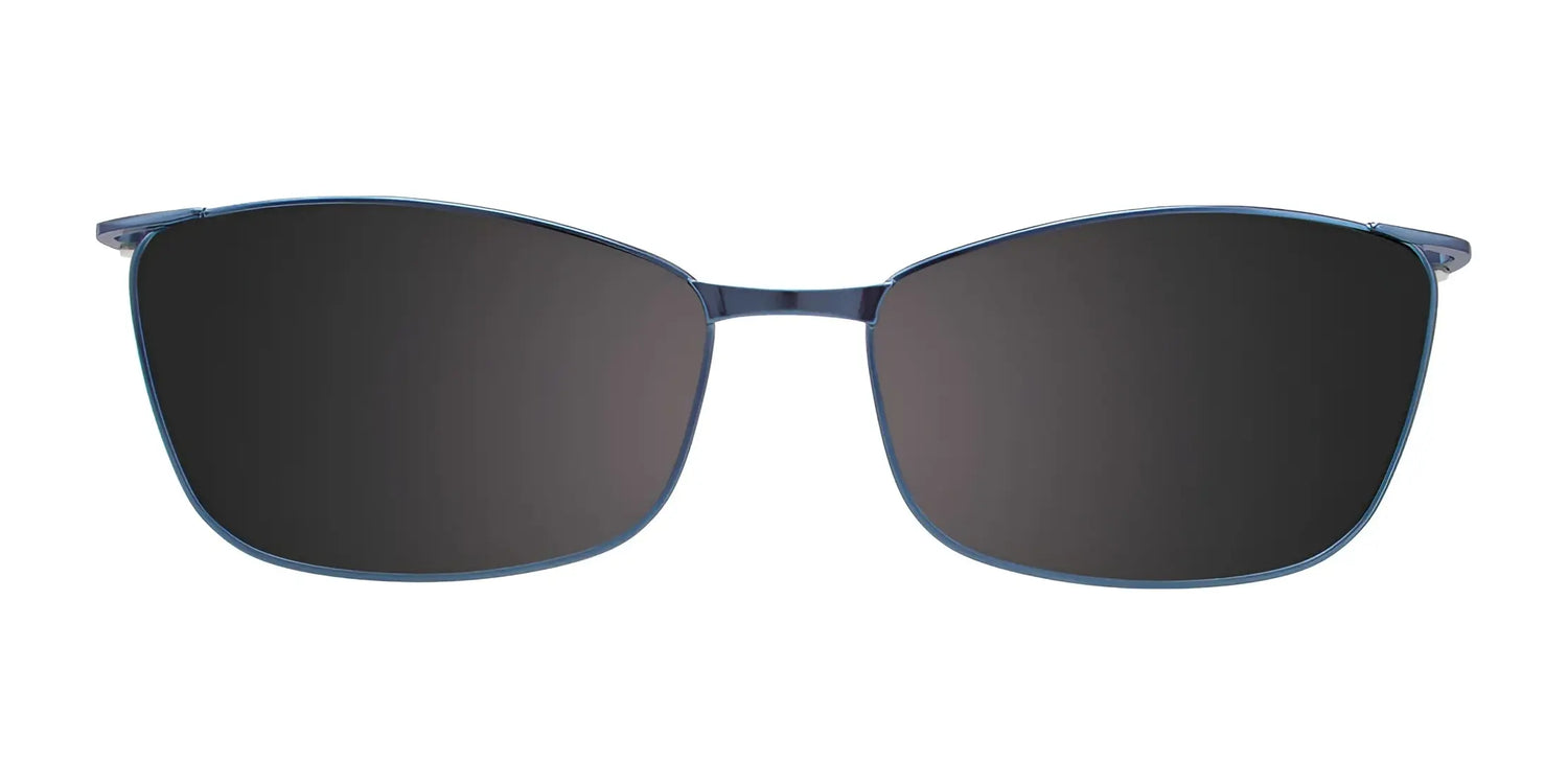 Front view of EasyClip EC415 Eyeglasses with Clip-on Sunglasses, size 51, featuring thin black metal frames and dark polarized lenses, displayed on a white background. Brand: EasyClip. Front view of EasyClip EC415 Eyeglasses with Clip-on Sunglasses, size 51, featuring thin black metal frames and dark polarized lenses, displayed on a white background. Brand: EasyClip.