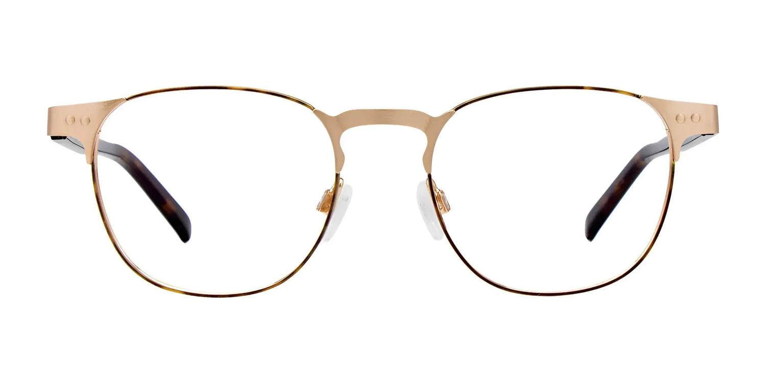 EasyClip EC420 Eyeglasses by EasyClip feature gold metal frames, clear lenses, and black earpieces. Shown on a white background, they’re compatible with polarized clip-on sunglasses for added versatility. Size 49. EasyClip EC420 Eyeglasses by EasyClip feature gold metal frames, clear lenses, and black earpieces. Shown on a white background, they’re compatible with polarized clip-on sunglasses for added versatility. Size 49.