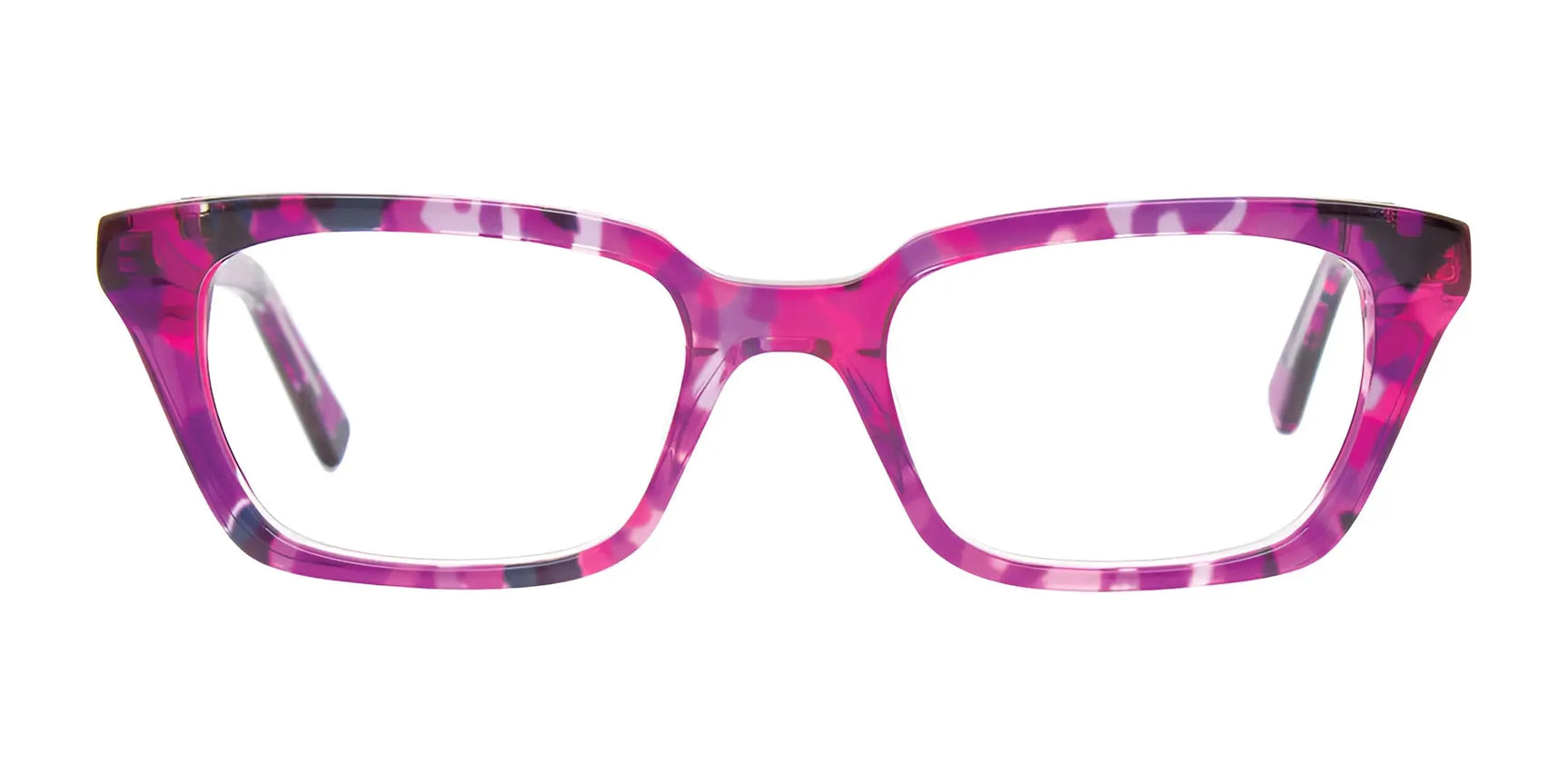 EasyClip EC424 Eyeglasses with Clip-on Sunglasses in Size 50 by EasyClip, featuring a pink and purple marbled rectangular frame on a white background. Clip-on sunglasses easily turn these glasses into polarized shades for extra versatility. EasyClip EC424 Eyeglasses with Clip-on Sunglasses in Size 50 by EasyClip, featuring a pink and purple marbled rectangular frame on a white background. Clip-on sunglasses easily turn these glasses into polarized shades for extra versatility.