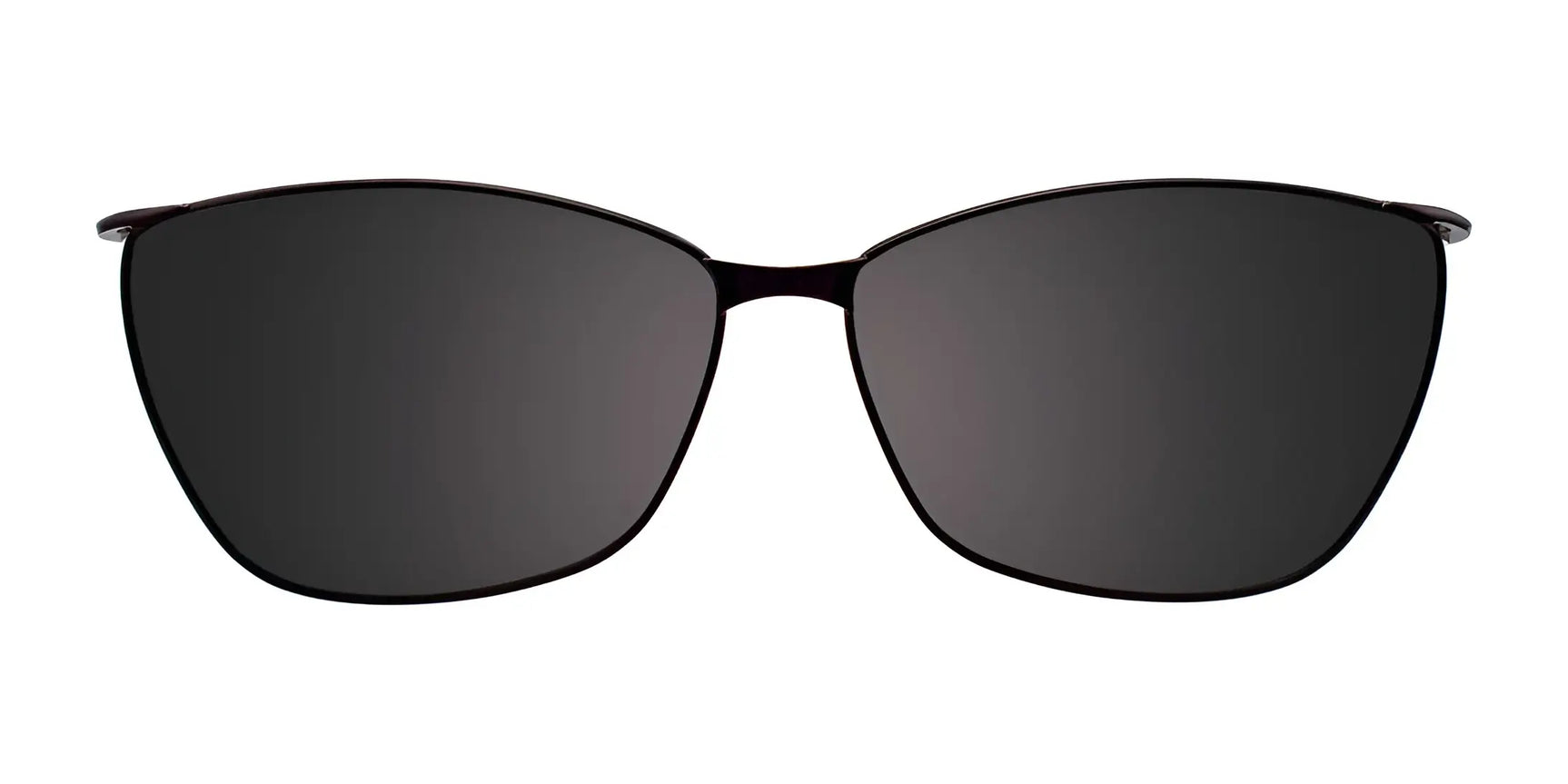 EasyClip EC428 Eyeglasses with Clip-on Sunglasses in black, size 53, shown from the front with dark polarized lenses against a white background. EasyClip EC428 Eyeglasses with Clip-on Sunglasses in black, size 53, shown from the front with dark polarized lenses against a white background.