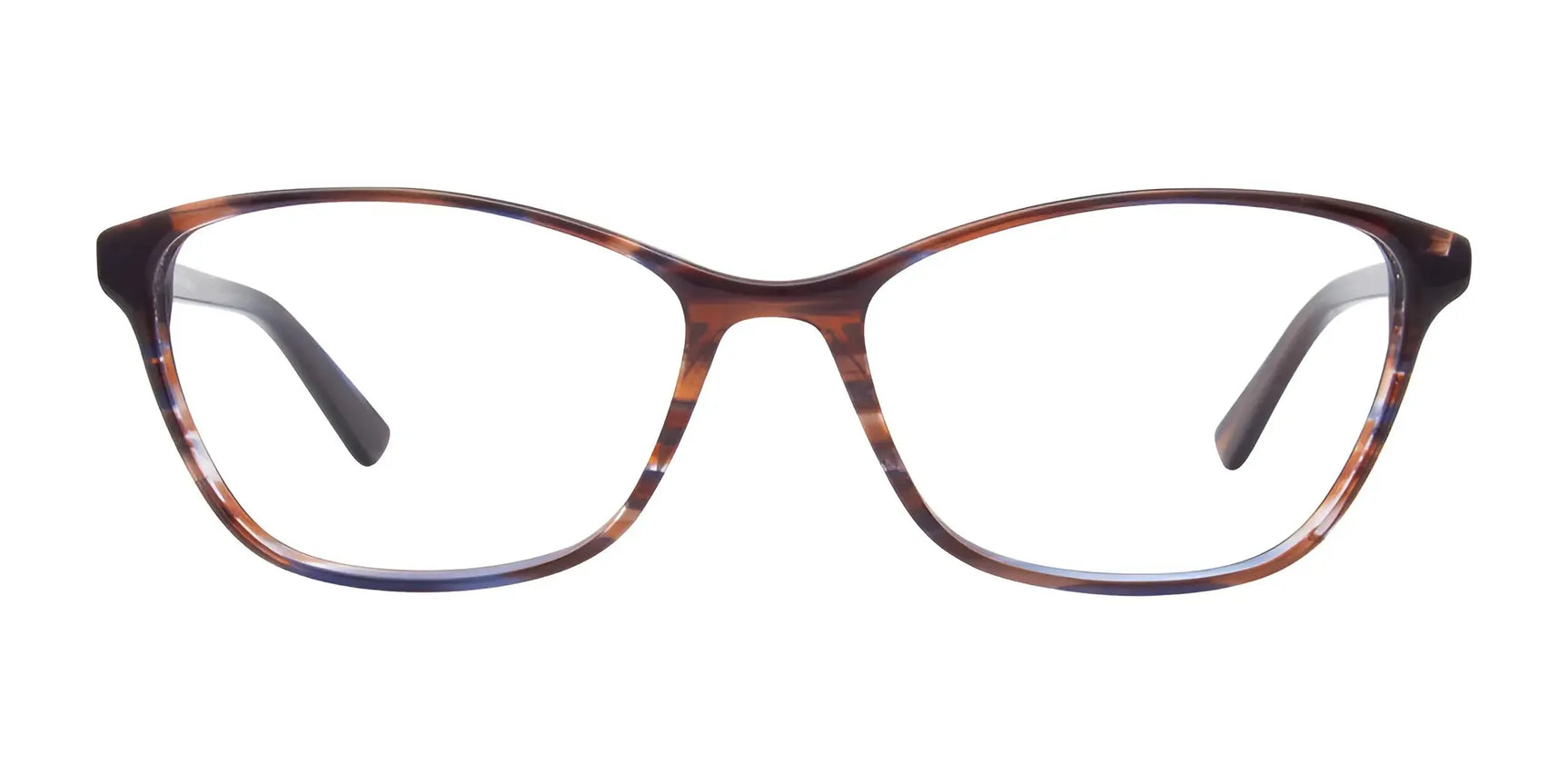 EasyClip EC428 Eyeglasses by EasyClip, shown in brown cat-eye style with clear lenses on a white background, feature convenient clip-on sunglasses for easy sun protection. Size 53. EasyClip EC428 Eyeglasses by EasyClip, shown in brown cat-eye style with clear lenses on a white background, feature convenient clip-on sunglasses for easy sun protection. Size 53.