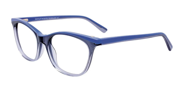 EasyClip EC447 Eyeglasses with Clip-on Sunglasses | Size 52 / Crystal Blue & Light Blue