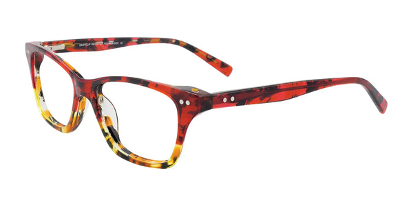 EasyClip EC453 Eyeglasses with Clip-on Sunglasses | Size 49 / Amber & Yellow & Red