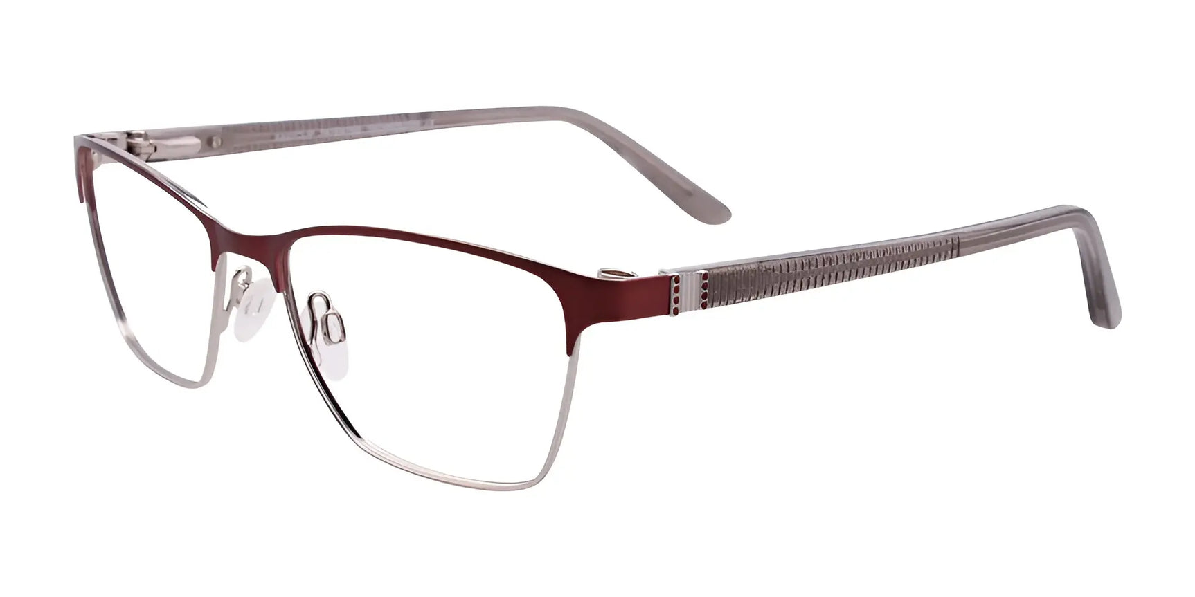 EasyClip EC455 Eyeglasses with Clip-on Sunglasses Satin Burgundy & Grey EasyClip EC455 Eyeglasses with Clip-on Sunglasses Satin Burgundy & Grey