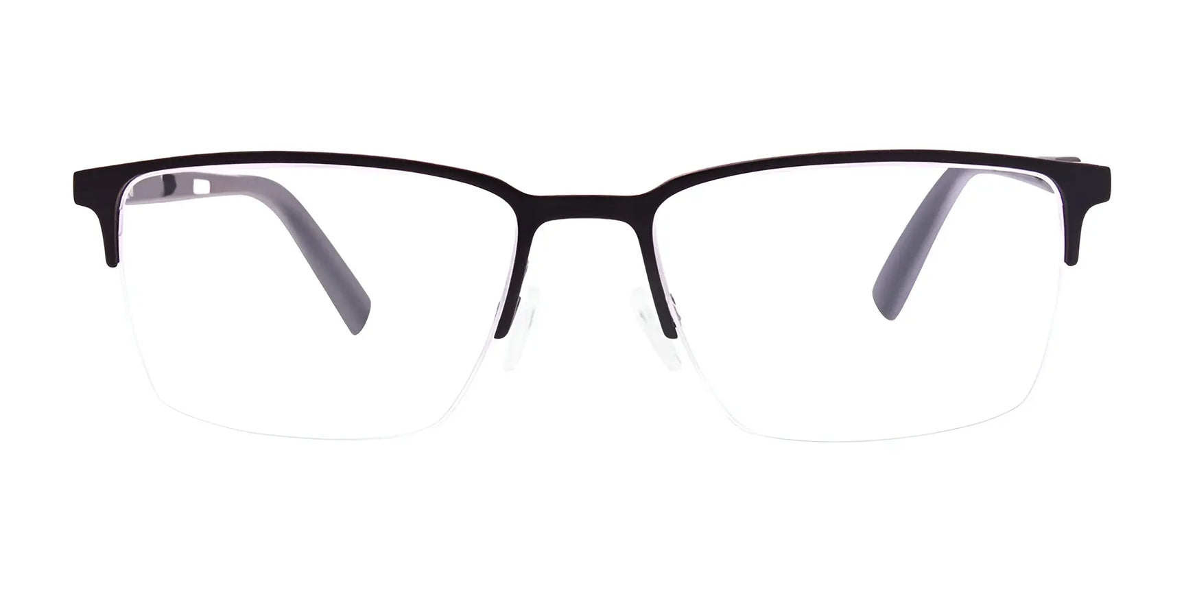 EasyClip EC459 Eyeglasses by EasyClip in black, semi-rimless rectangular design with clear lenses on white background; comes with a clip-on polarized sunglasses for added versatility. Size 54. EasyClip EC459 Eyeglasses by EasyClip in black, semi-rimless rectangular design with clear lenses on white background; comes with a clip-on polarized sunglasses for added versatility. Size 54.