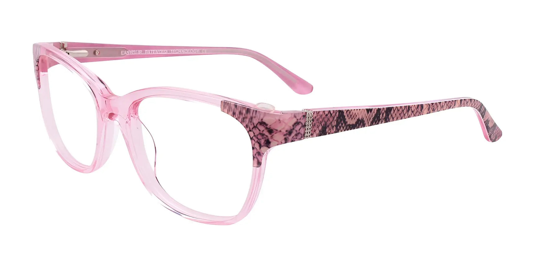 EasyClip EC464 Eyeglasses with Clip-on Sunglasses Pink Crystal & Pink Snake Pattern EasyClip EC464 Eyeglasses with Clip-on Sunglasses Pink Crystal & Pink Snake Pattern