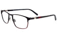 EasyClip EC467 Eyeglasses | Size 52 by EasyClip in Matt Black & Satin Red feature a durable metal frame and adjustable nose pads for clear vision, shown on a white background. EasyClip EC467 Eyeglasses | Size 52 by EasyClip in Matt Black & Satin Red feature a durable metal frame and adjustable nose pads for clear vision, shown on a white background.